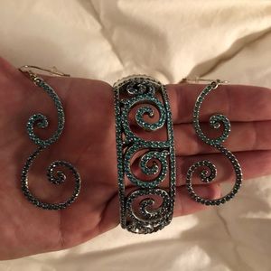 Blue matching bangle and earrings